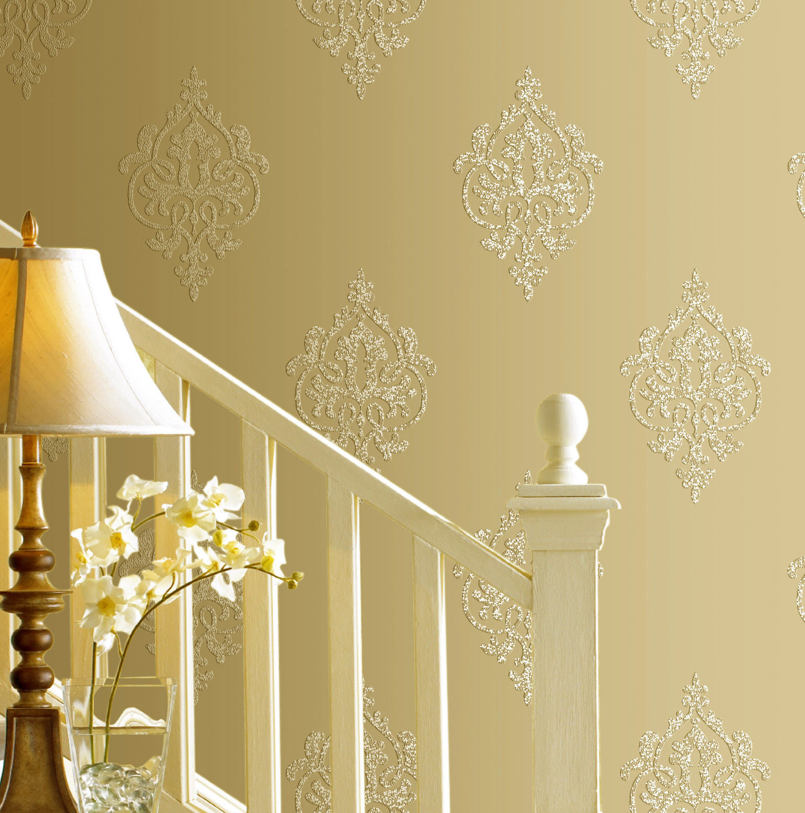 Luxury Vintage Shining Damask Embossed Textured Wallpaper Bedroom