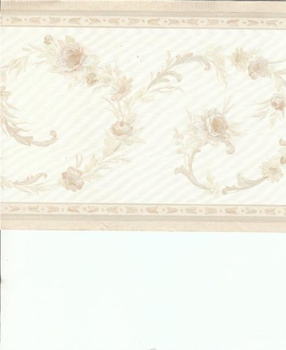 Victorian Damask Flower Urn Floral Leaf Scroll Silk Satin Blue Wall paper Border