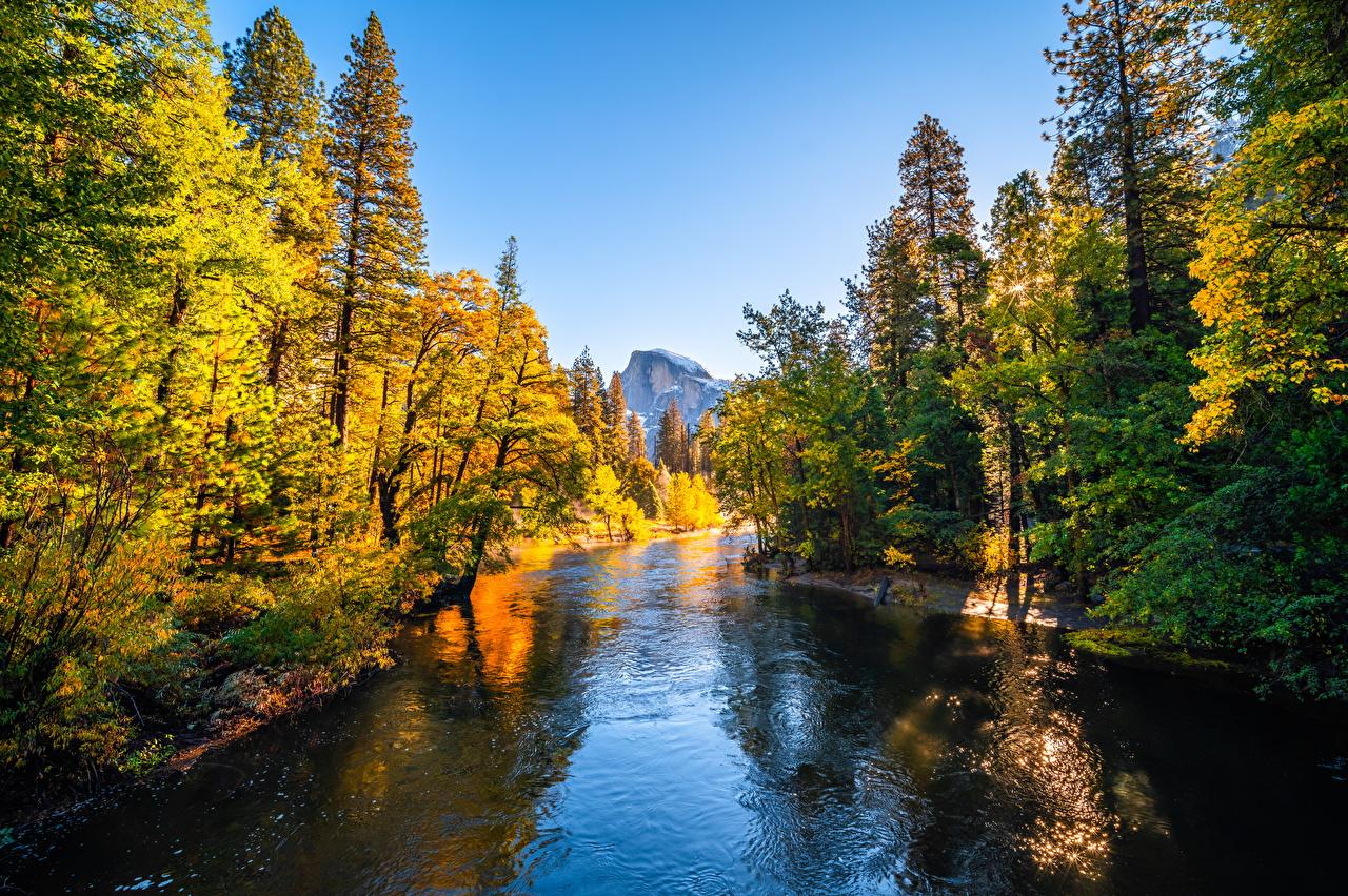 Desktop Wallpaper Yosemite Usa Autumn Nature Mountains Park River