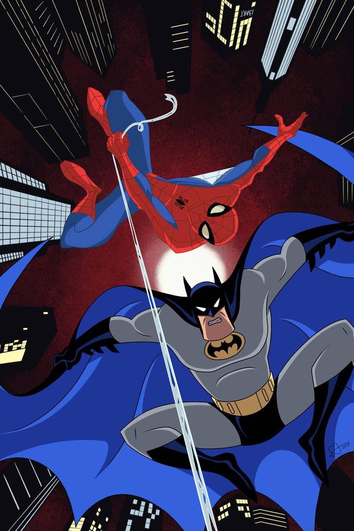 Batman And Spider Man Cover Animated Style By Tyraknifesaurus