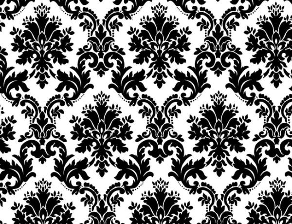 Black And White Damask Pattern Inspired From Ancient Arabic Fabric Art