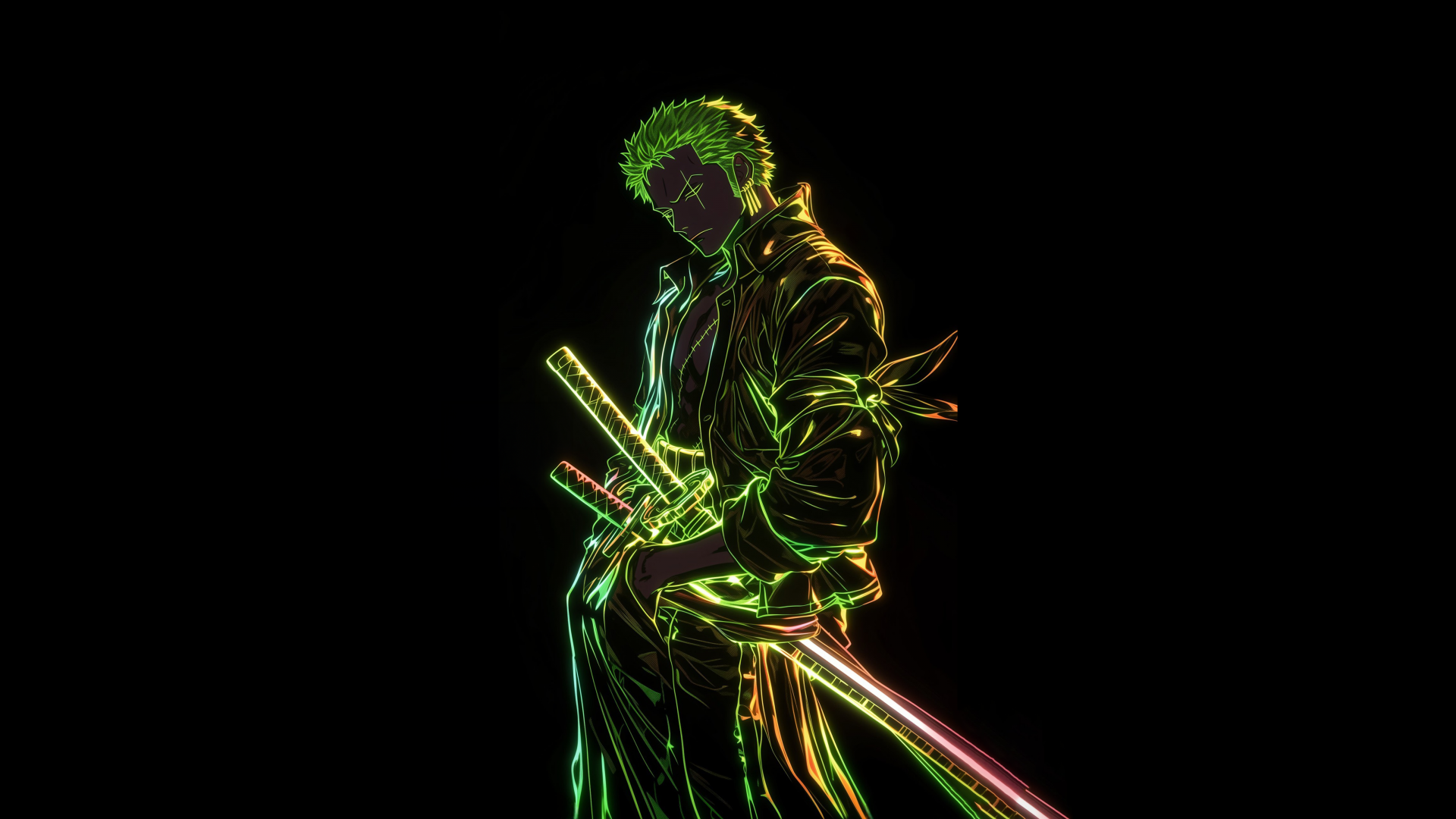 Roronoa Zoro Wallpaper 4k Neon Art Amoled