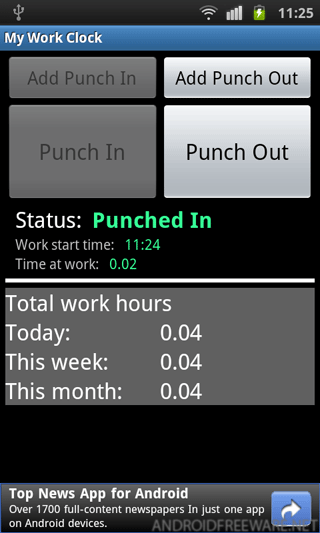Punch In Out Clock And Widget For Tracking The Time At Work