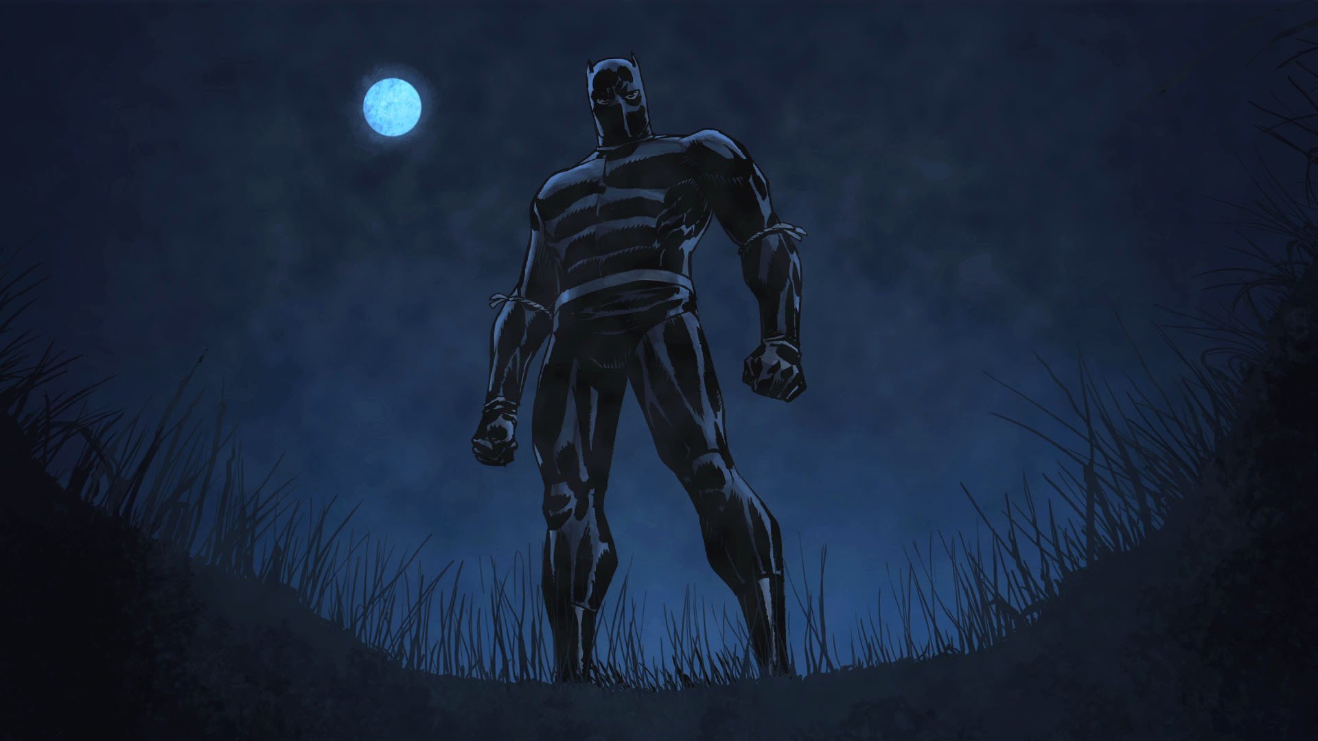 marvel comics black panther tchalla suit pose grass night