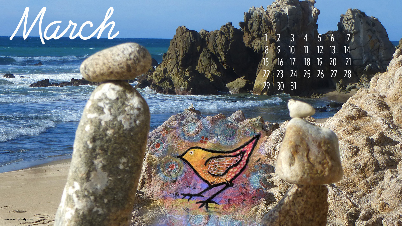 March Desktop Wallpaper Calendar Art By Lindy