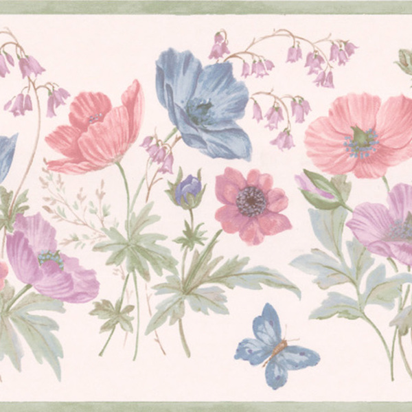 Violet Butterfly Flower Border Wallpaper   15256776   Overstockcom