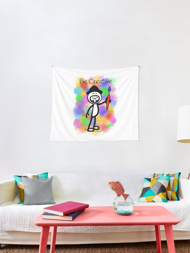 Gg Artist Stick Figure Be Creative Paint Splotch Background