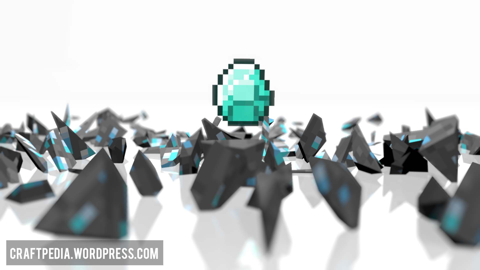 Wallpaper Shows A Floating Diamond In The Ruins Of Mined Ore
