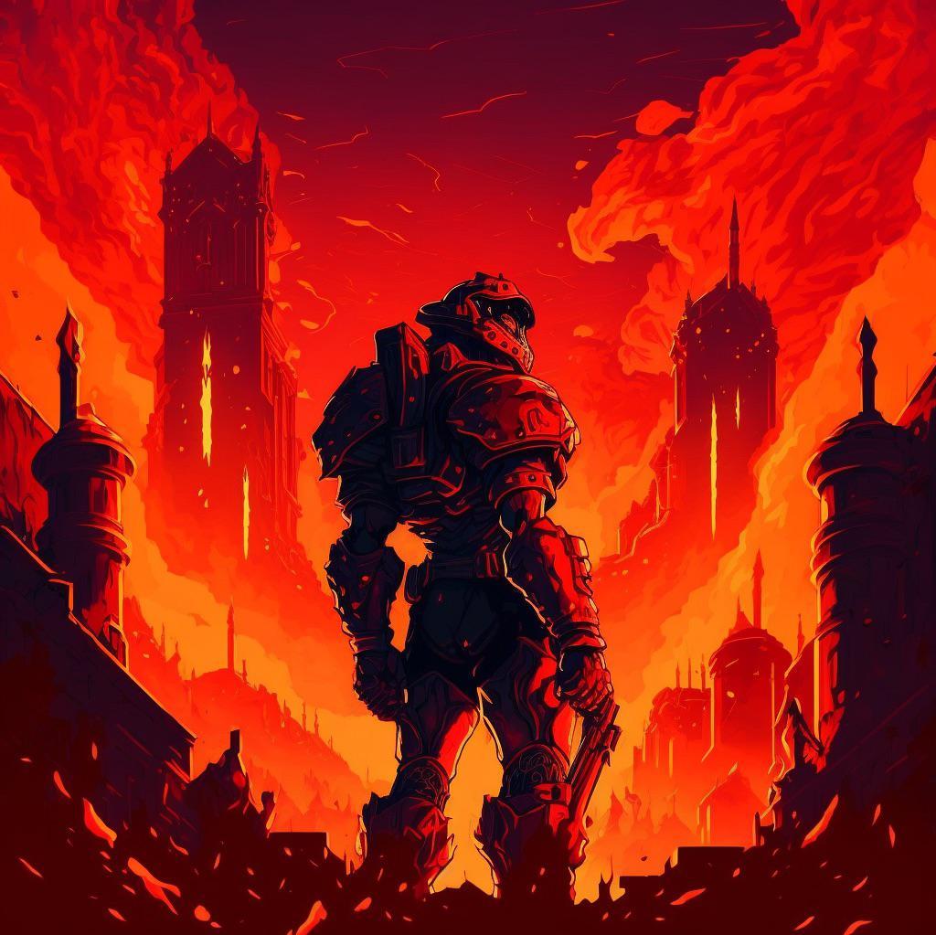 Canshi666 Pixel Background Doom Eternal In Red Acc By Canshix