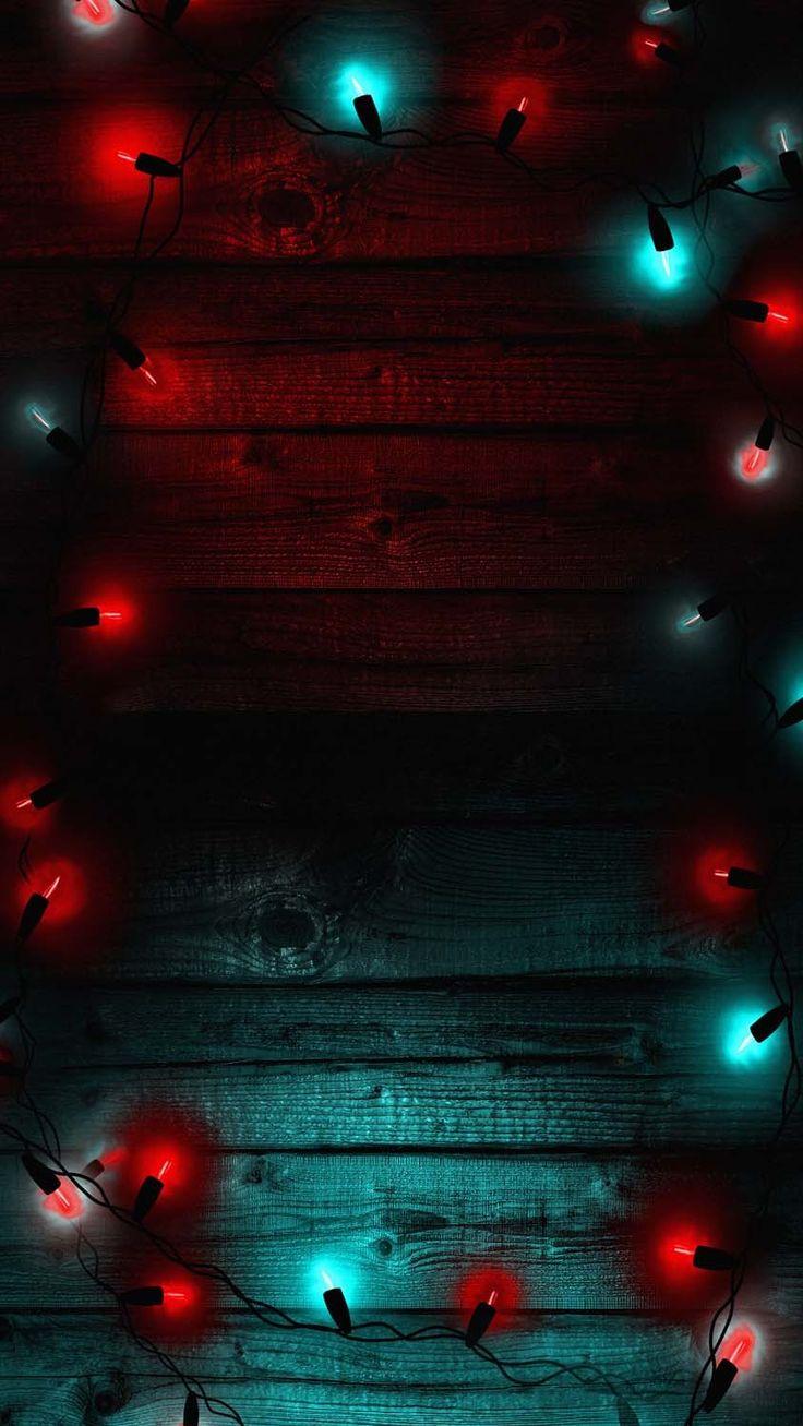 Red Teal Christmas Lights In Wallpaper