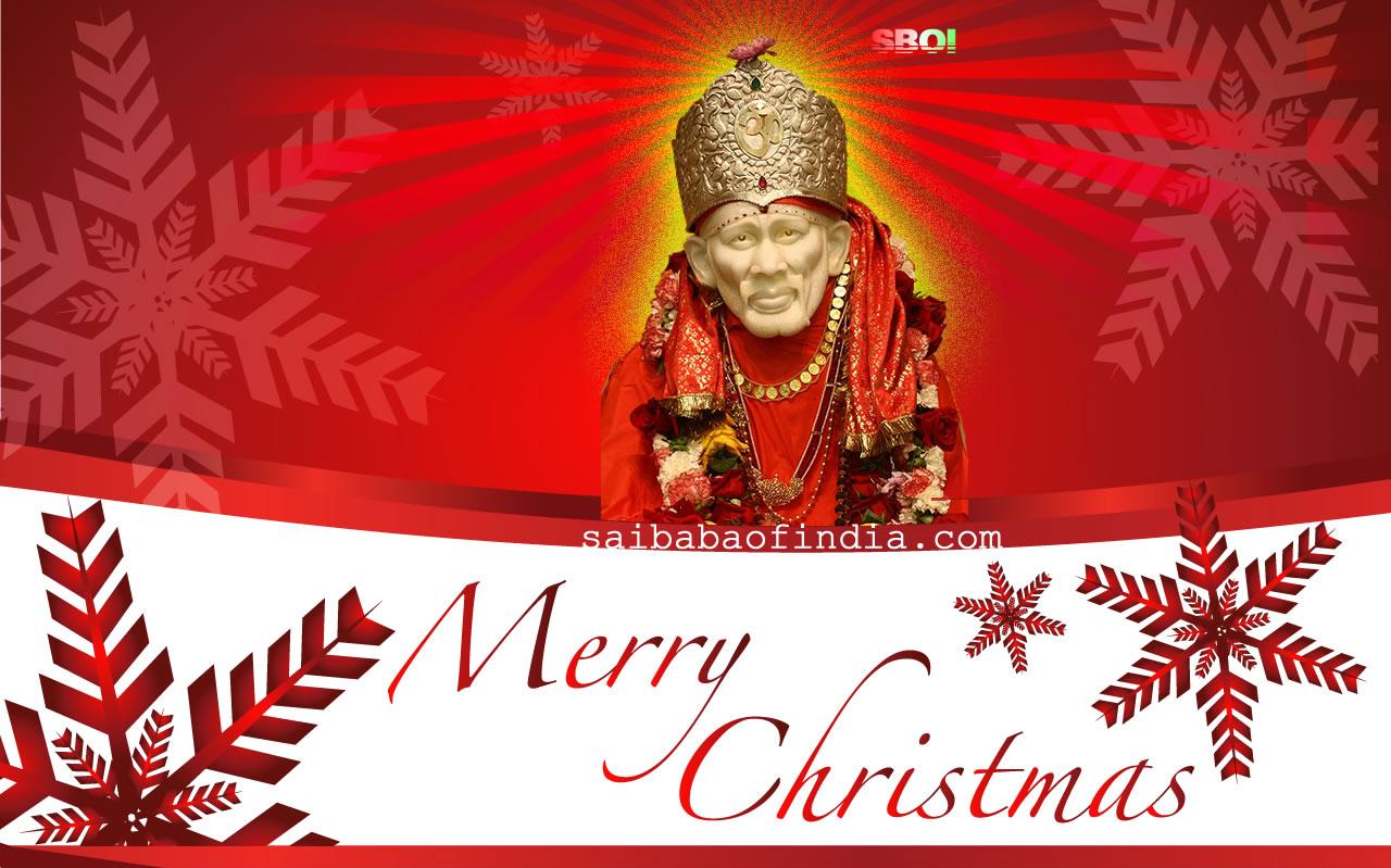 Shirdi Sai Baba Christmas Greeting Cards And Wallpaper