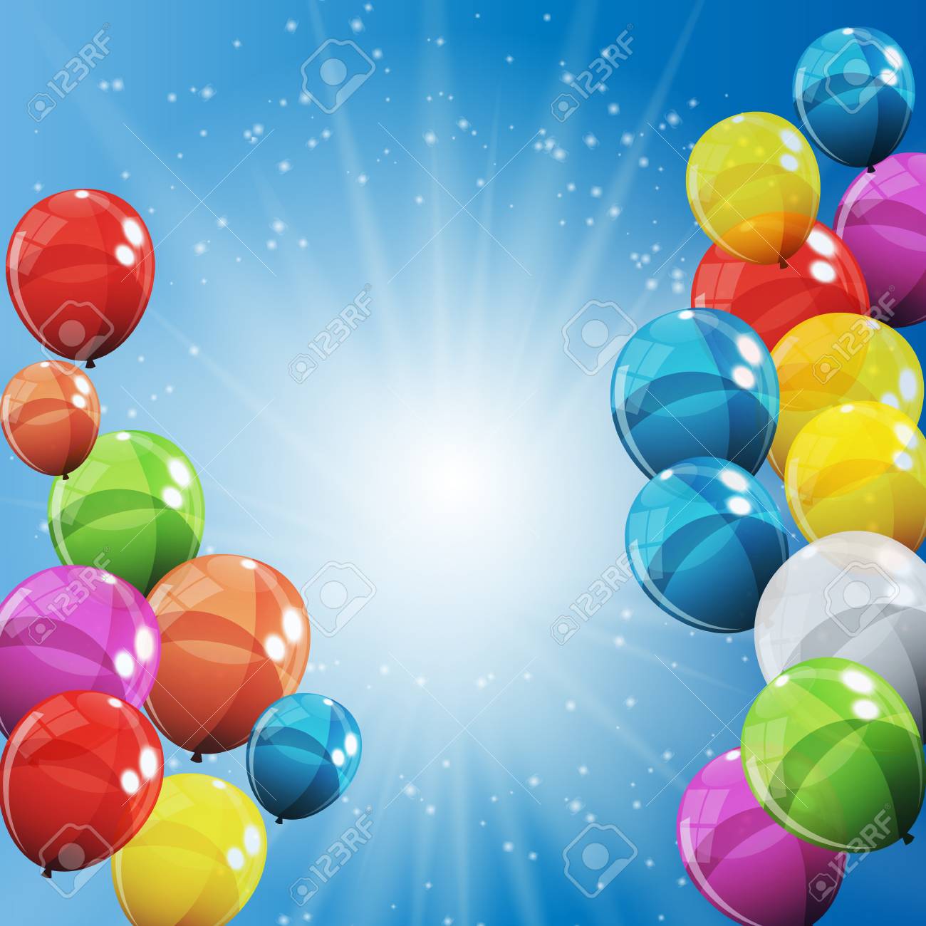Group Of Colour Glossy Helium Balloons Background Set
