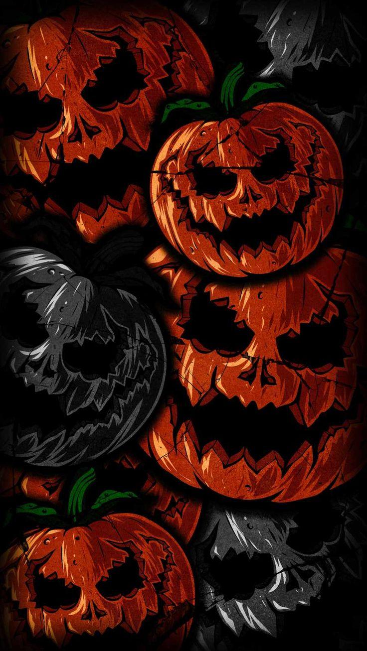 Pumpkin Faces Halloween iPhone Wallpaper In