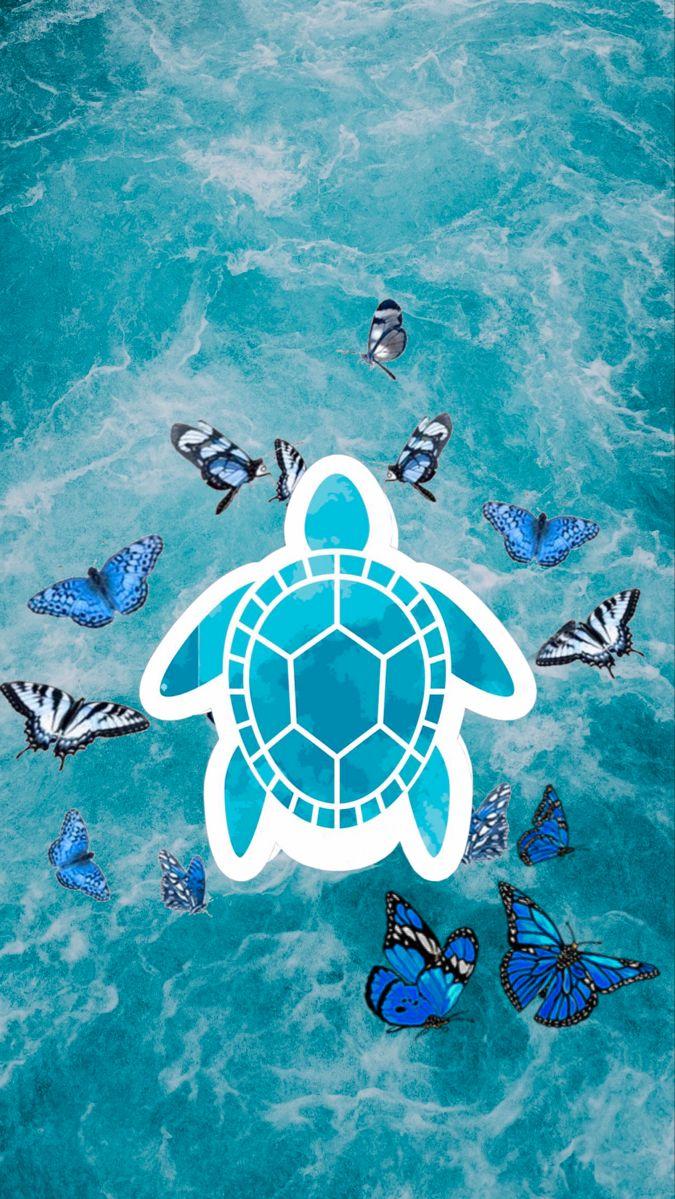 Turtle Butterfly Wallpaper Sea