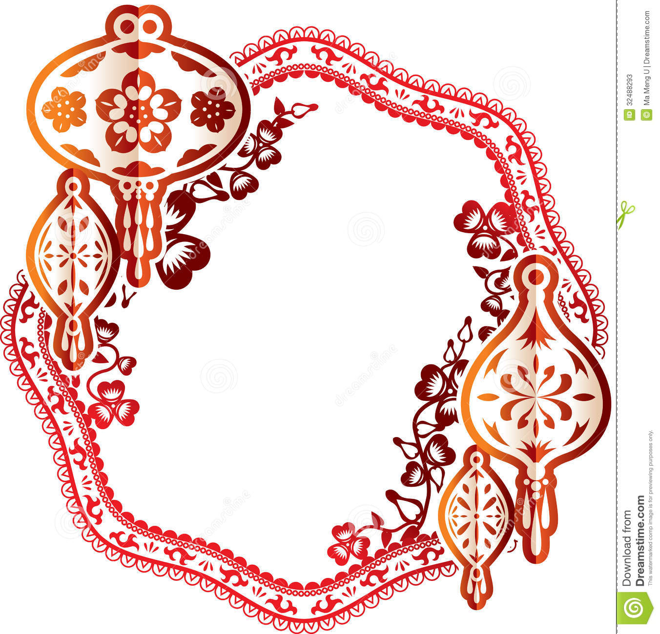 Chinese New Year And Mid Autumn Festival Frame Design Element