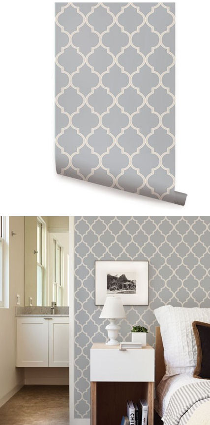 Moroccan Light Gray Peel And Stick Wallpaper Wall Sticker Outlet