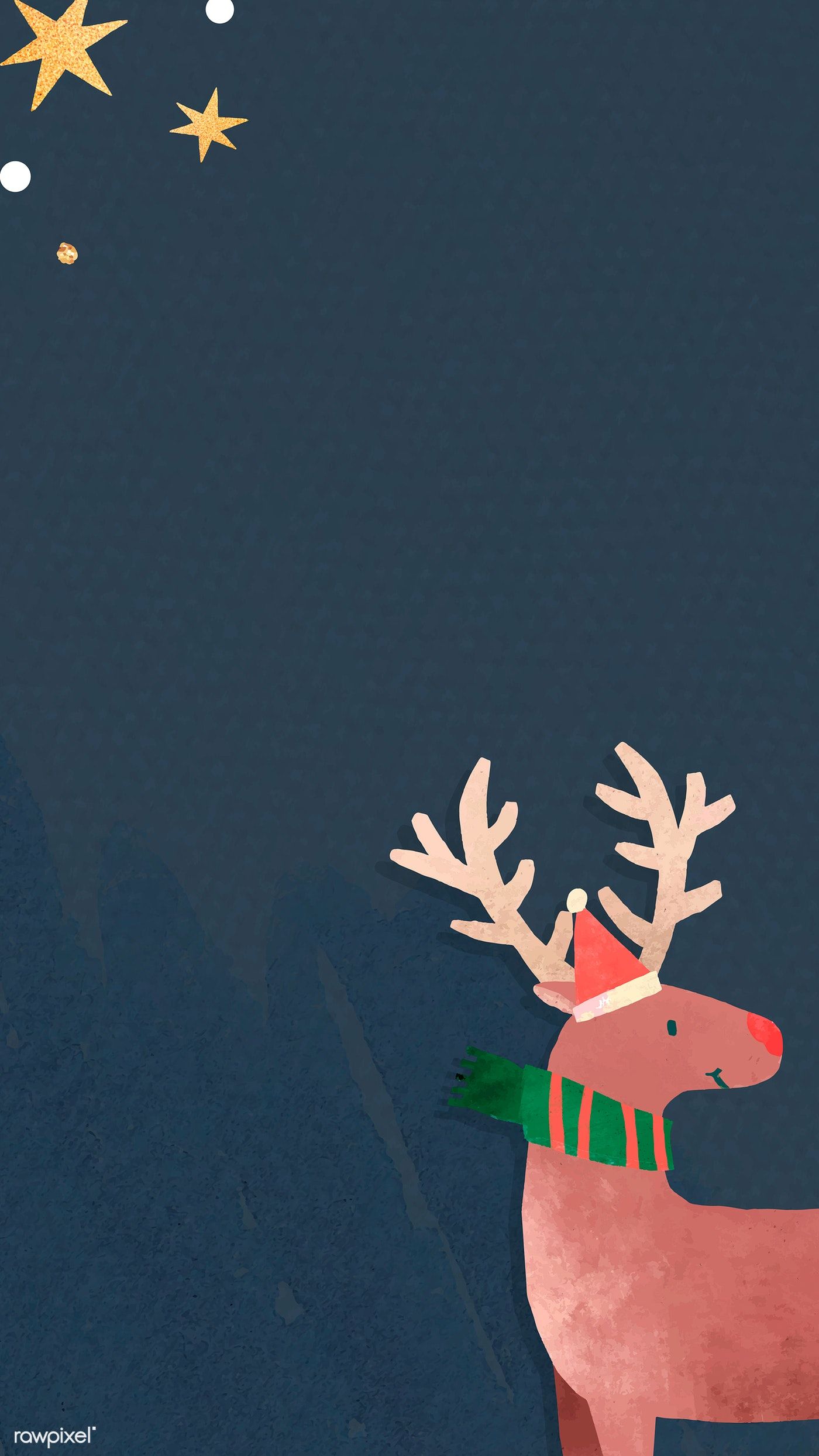 Premium Vector Of Reindeer With Santa Hat Mobile Phone