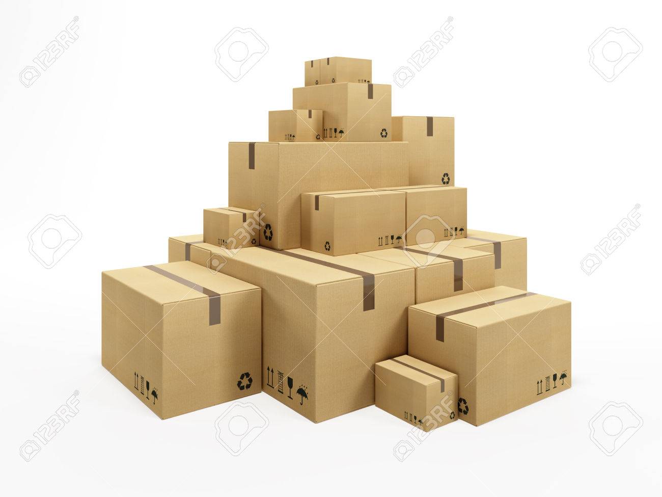 Pile Of Cardboard Box 3d Render Stock Photo Picture And Royalty