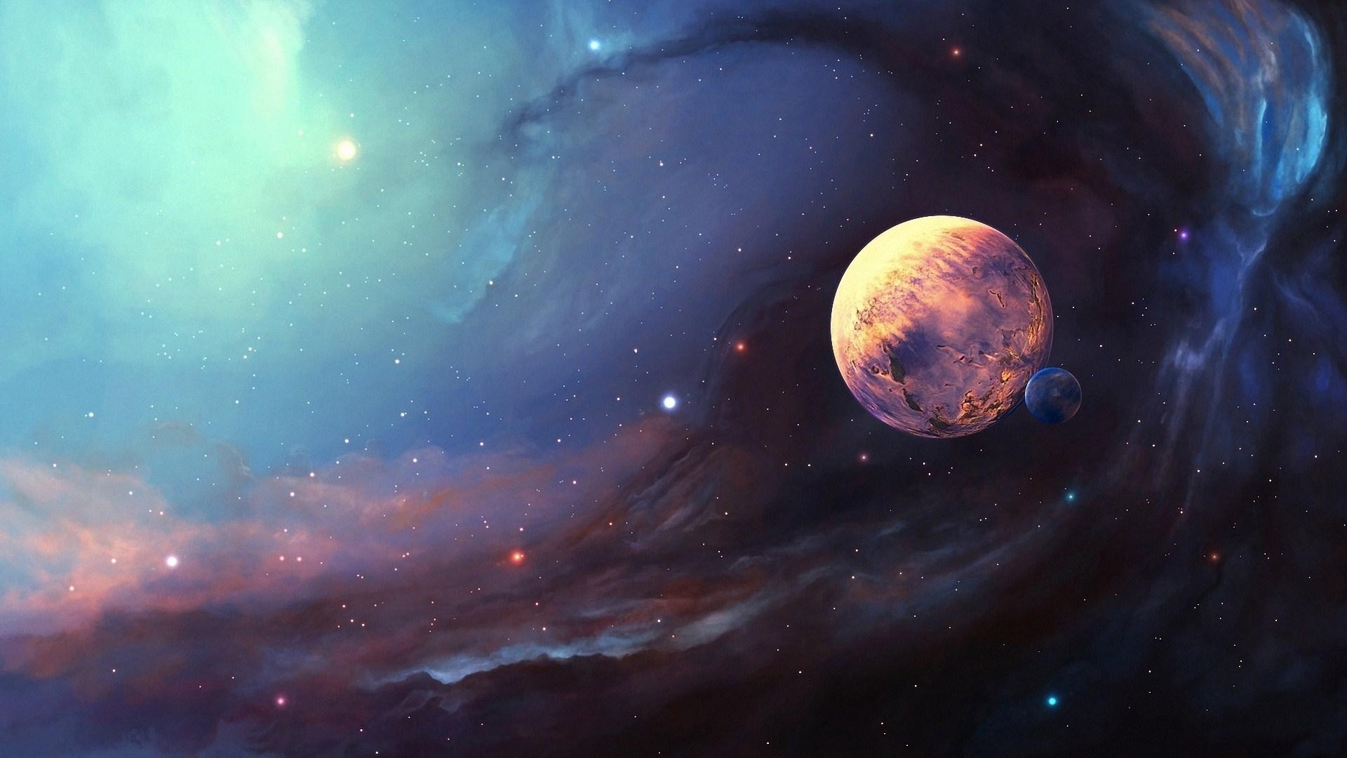 Space Nebula Pla Moon Wallpaper R