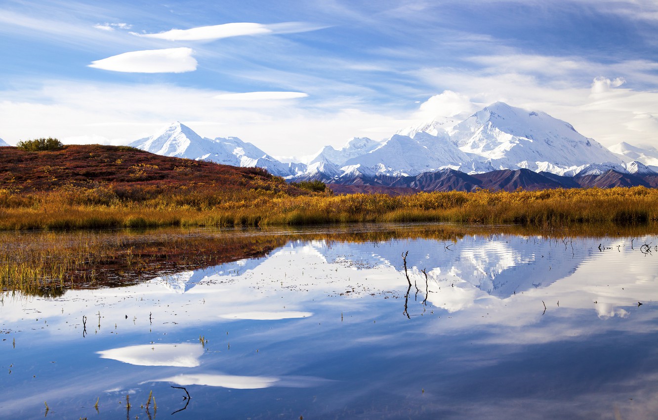 Wallpaper Lake Reflection Alaska Mount Mckinley Denali
