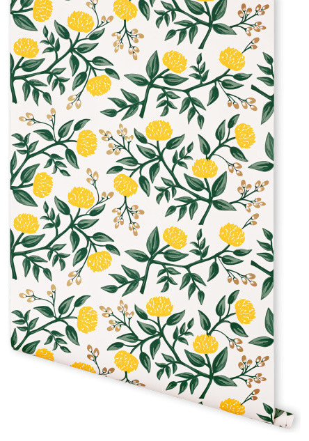 Peonies Wallpaper Yellow Contemporary By Rifle Paper