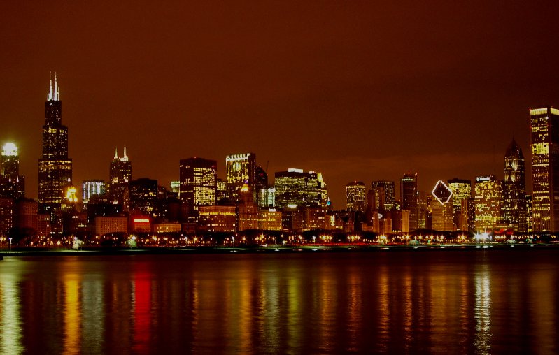 Chicago Night Skyline A Photo From Illinois Midwest Trekearth