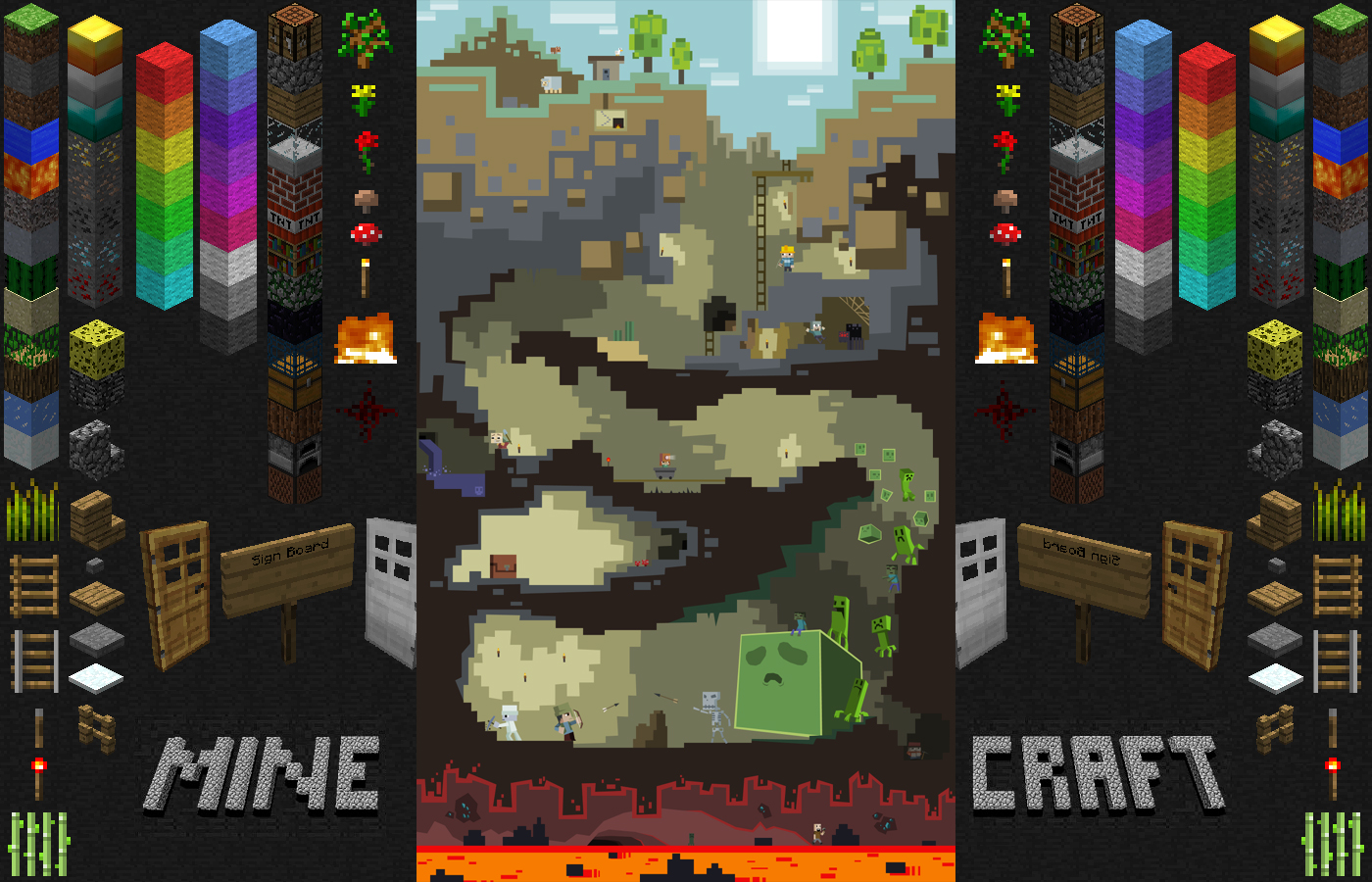 Lava Blocks Creeper Minecraft HD Wallpaper Games