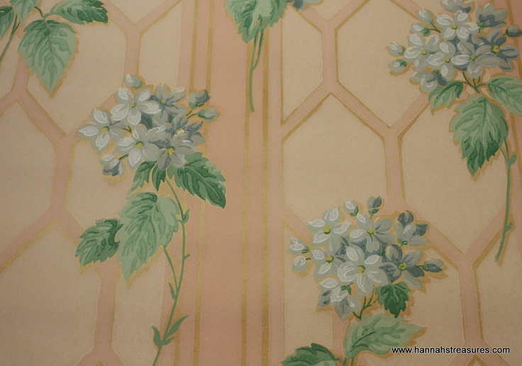S Vintage Wallpaper Blue Hydrangea On By Hannahstreasures