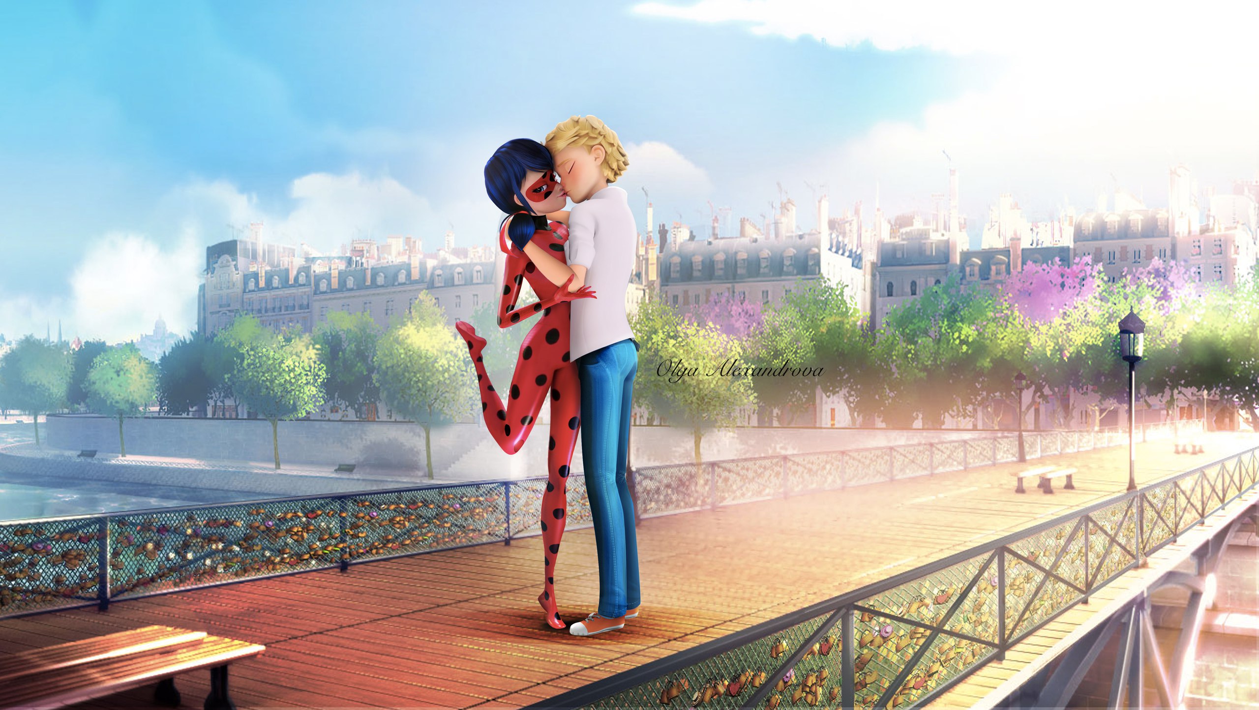 Miraculous Ladybug Romantic Fan Art Wallpaper