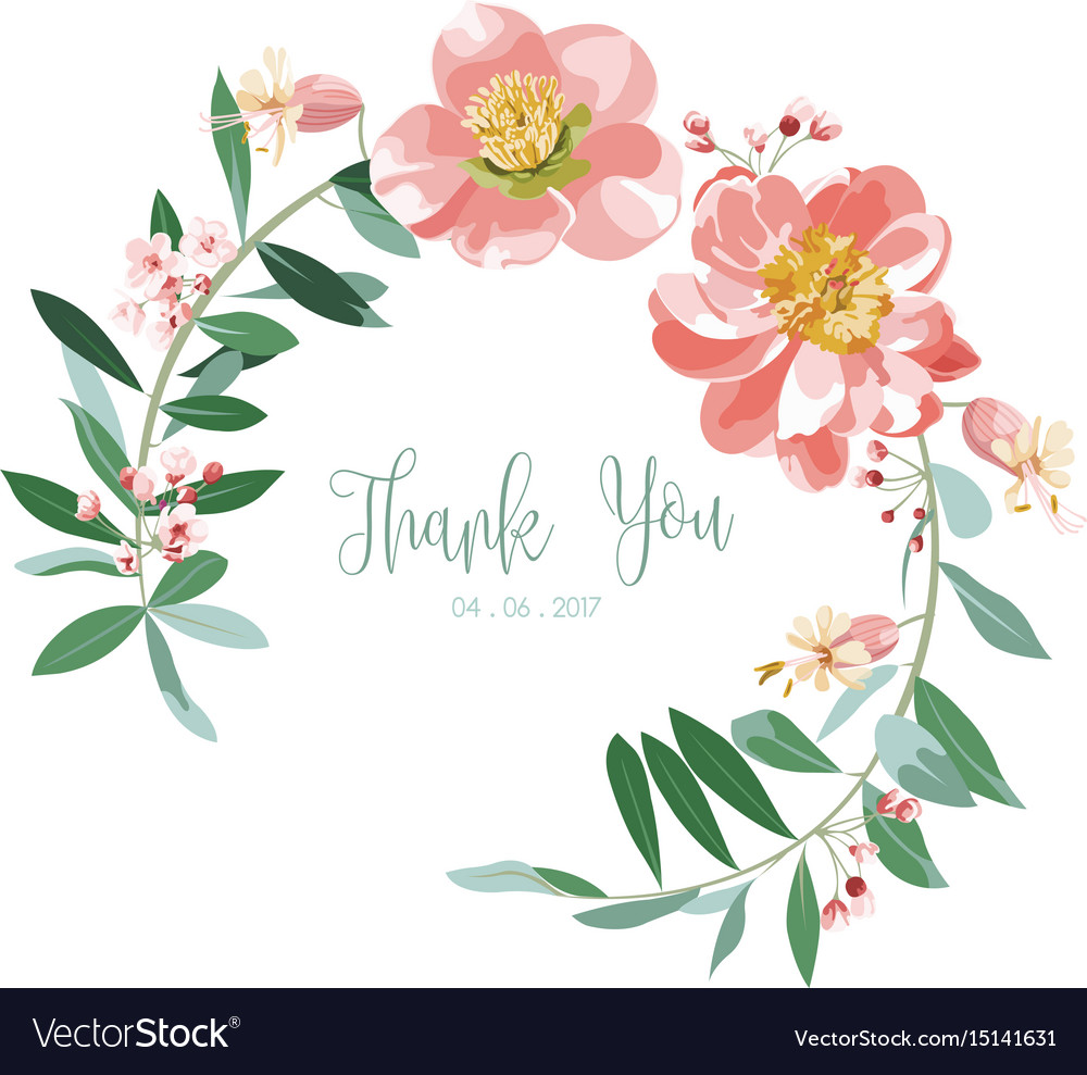 Wreath Of Flowers In Romantic White Background Vector Image