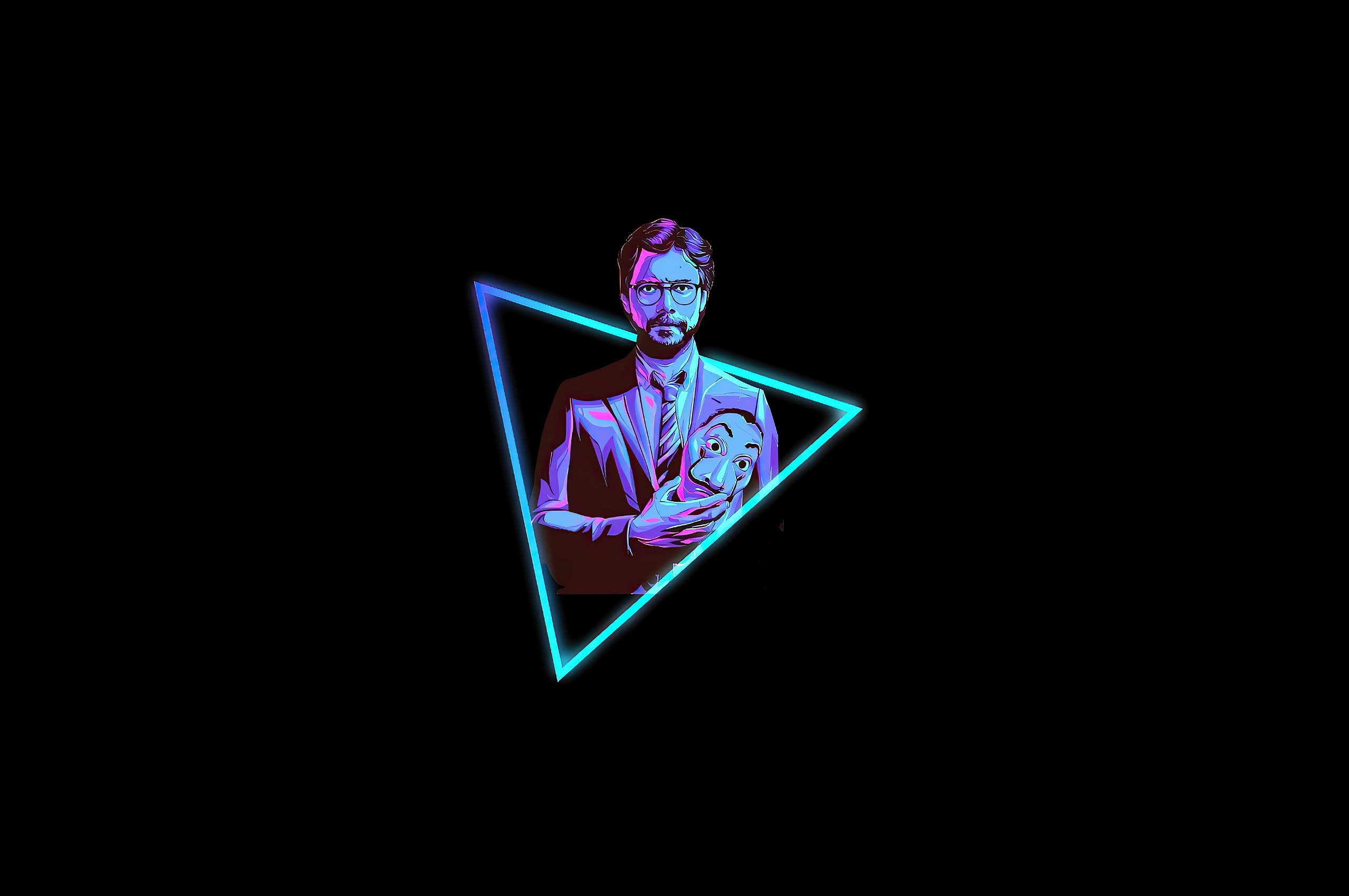 Professor Money Heist Minimal Neon 4k Chromebook Pixel HD Wallpaper