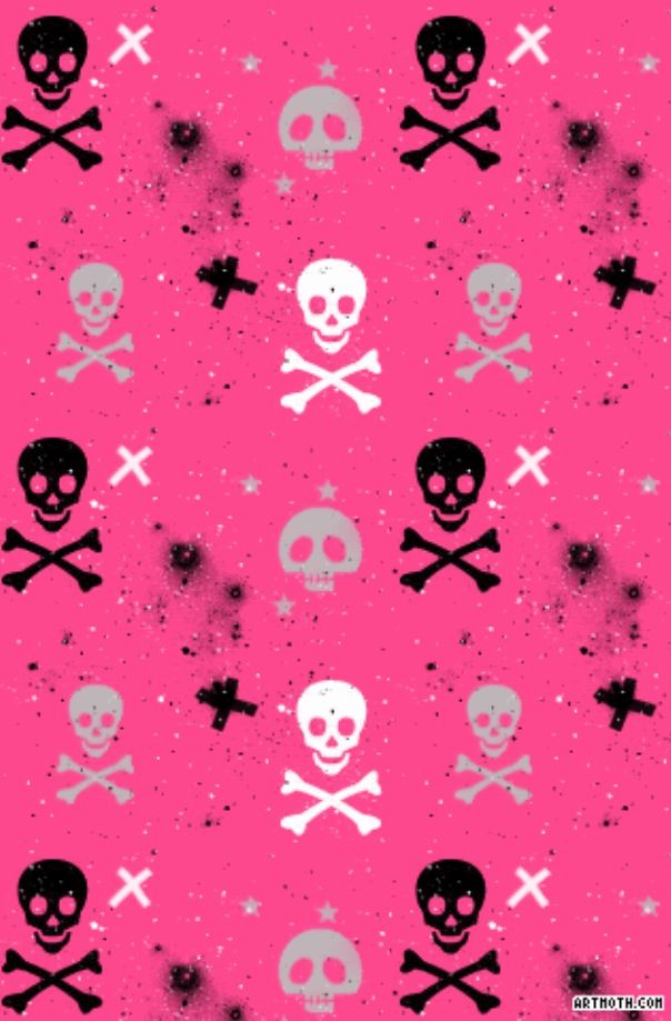 Pink With Skulls Background Pictures For iPhone