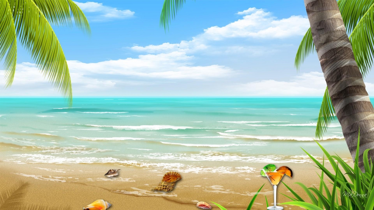 Tropical beach vector collage wallpaper in 3D   Abstract wallpapers