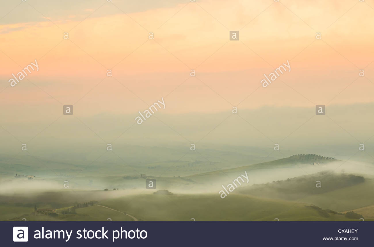 Background Image Of A Very Misty Morning At Dawn In The Tuscan