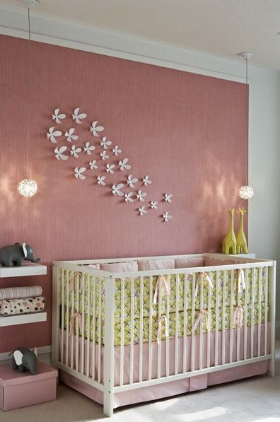 Group   nurseries   Umbra Wall Flowers pink grasscloth wallpaper 396x597