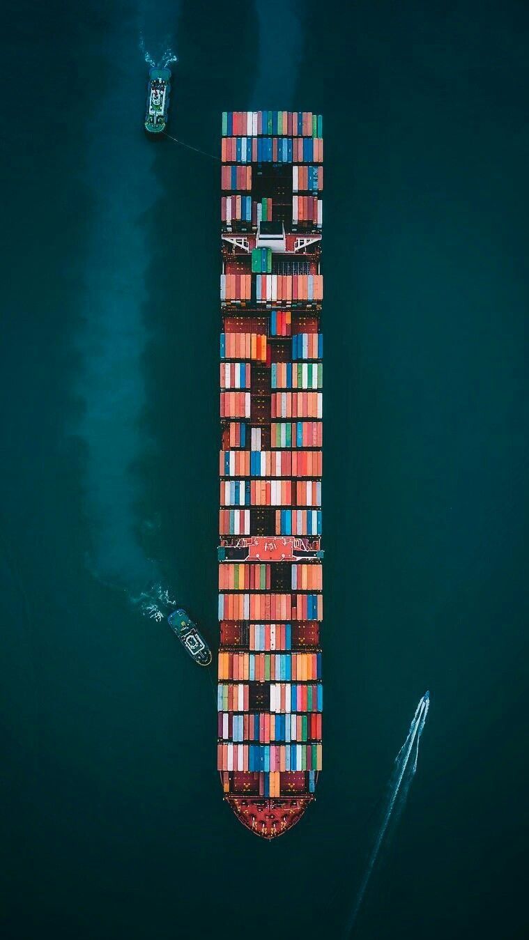 Container Ship Aerial iPhone Wallpaper Photography