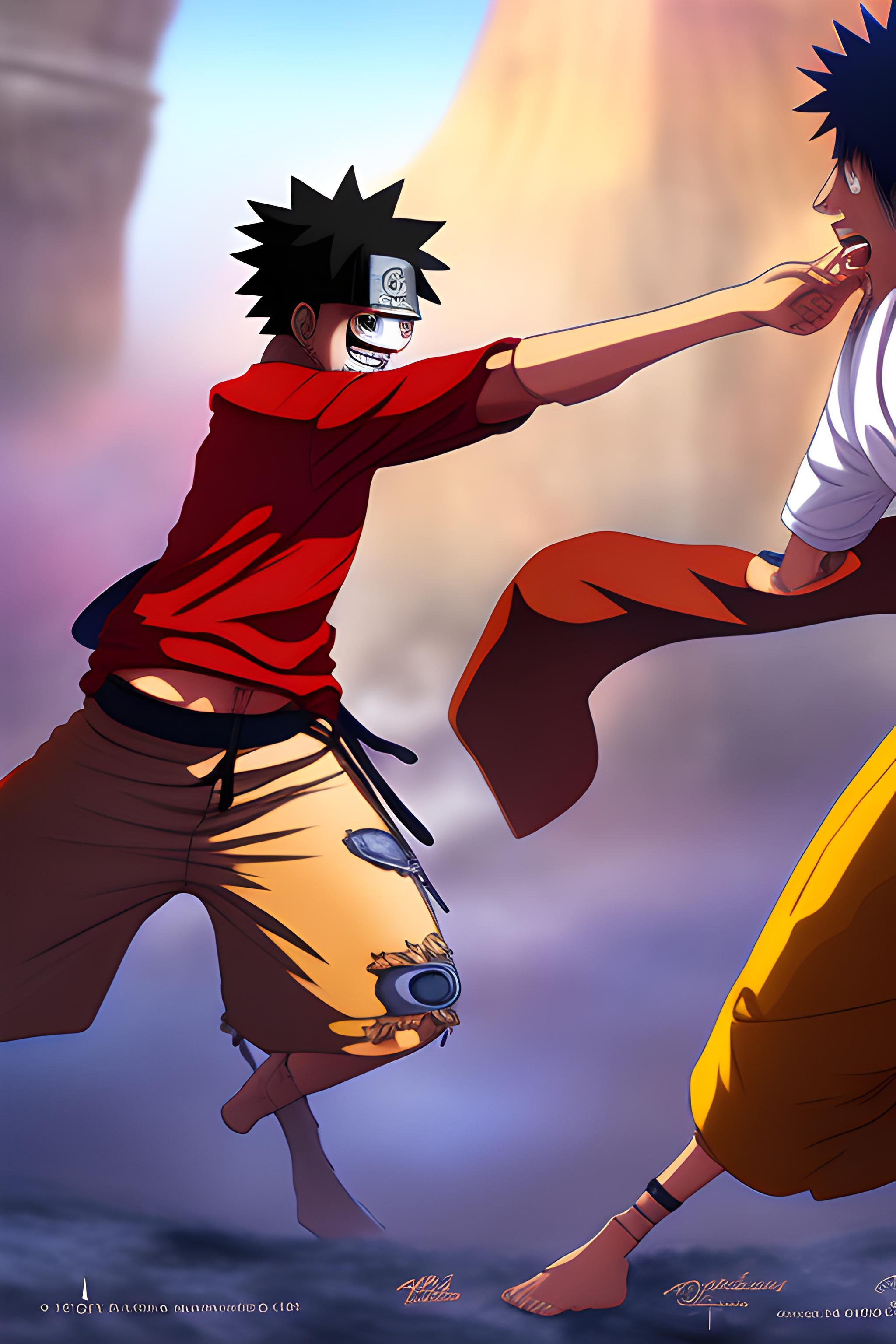 Naruto And Monkey D Luffy Battle In Morocco Wallpaper Ai