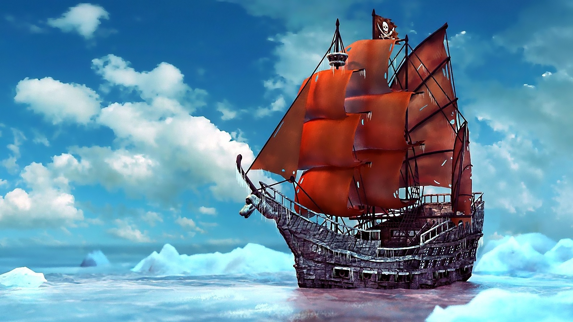  ship ships boat boats pirates ocean sea fantasy wallpaper background