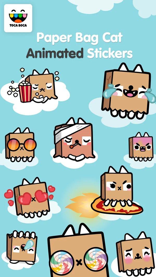 Toca Life Paper Bag Cat Cute Stickers World Wallpaper