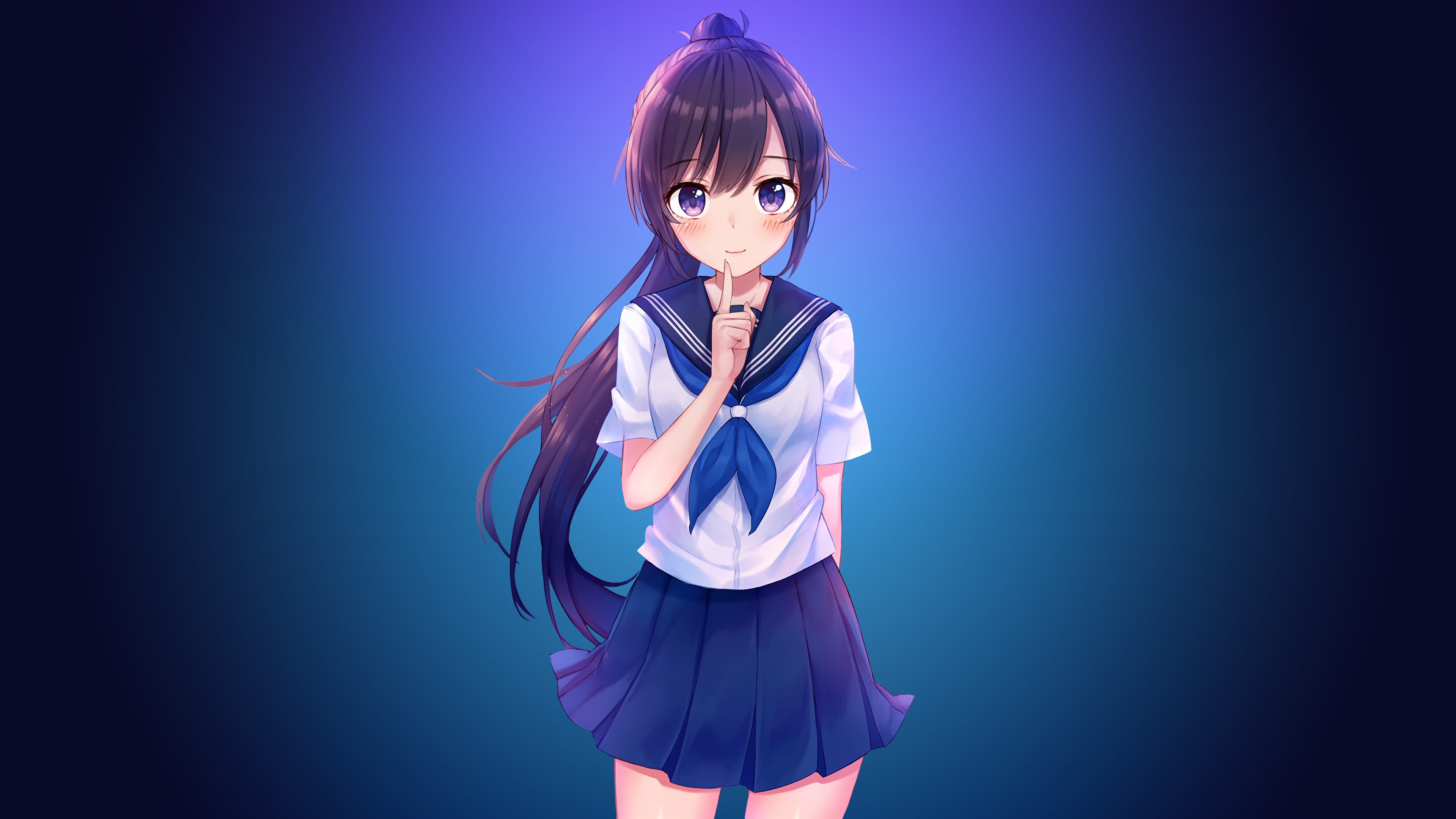 Anime Girl In School Uniform 4k Wallpaper Hd