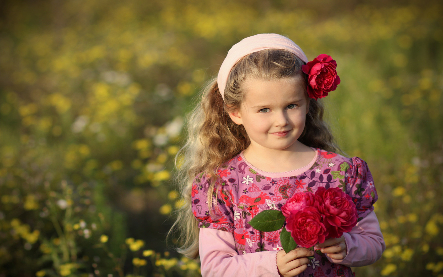 Cute Little Princess With Red Roses HD Wallpaper Babies