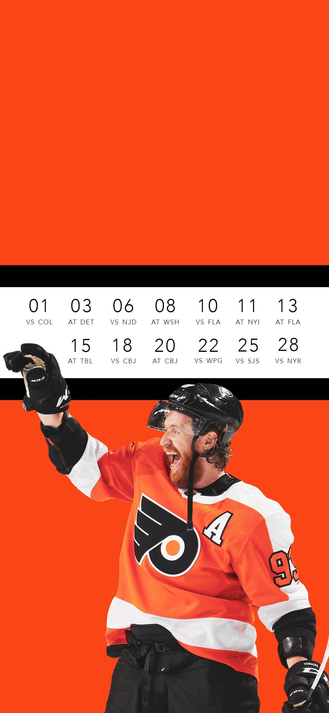 February Schedule Wallpaper Featuring A Happy Voracek Black