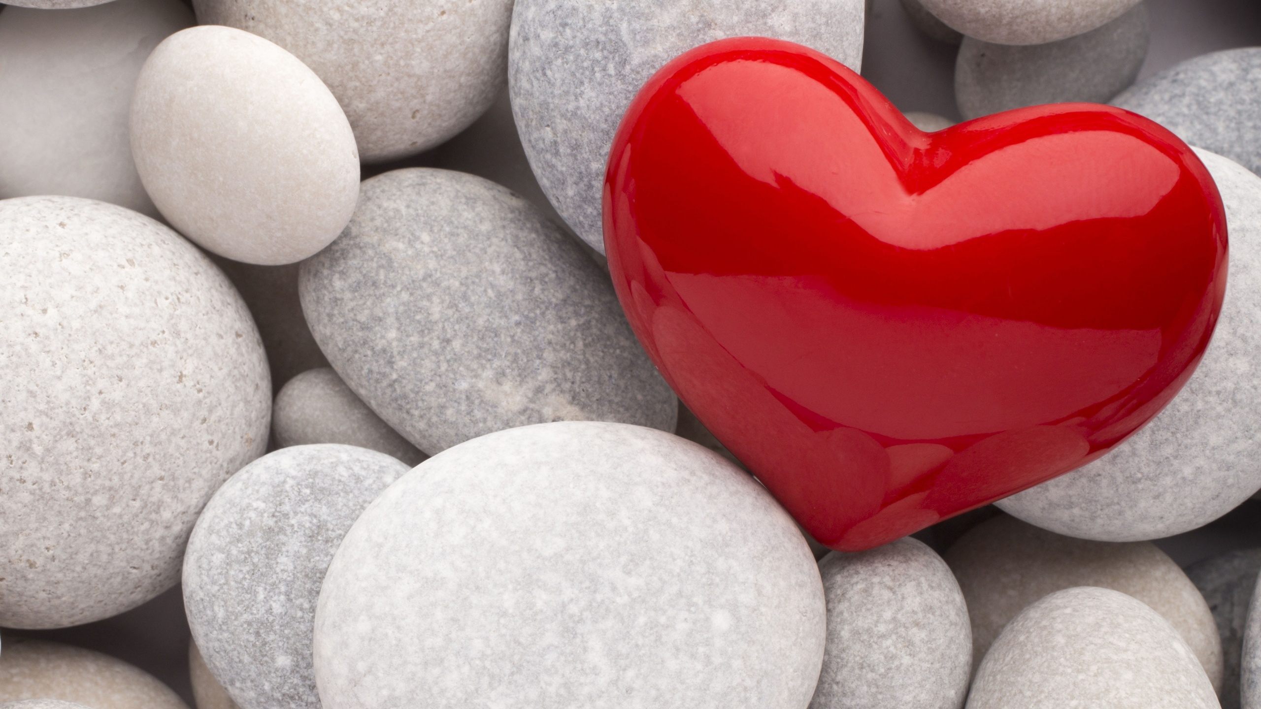 Red Heart And White Stones Love Wallpaper HD For Desktop