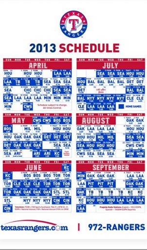 View bigger   Texas Rangers Schedule for Android screenshot