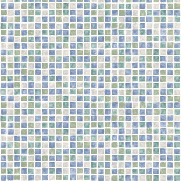 Blue Sea Glass Tiles Harbor Brewster Wallpaper