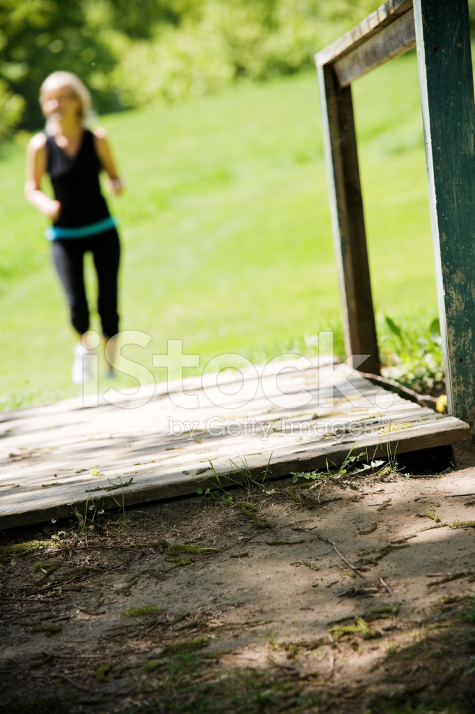 Active Mature Woman Jogging Background Stock Photos Image