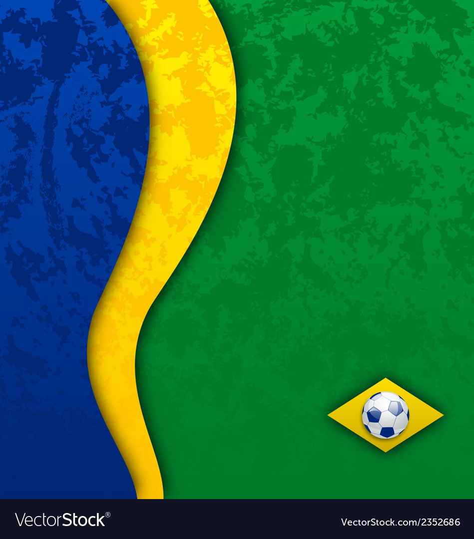 Grunge Football Background In Brazil Flag Colors Vector Image