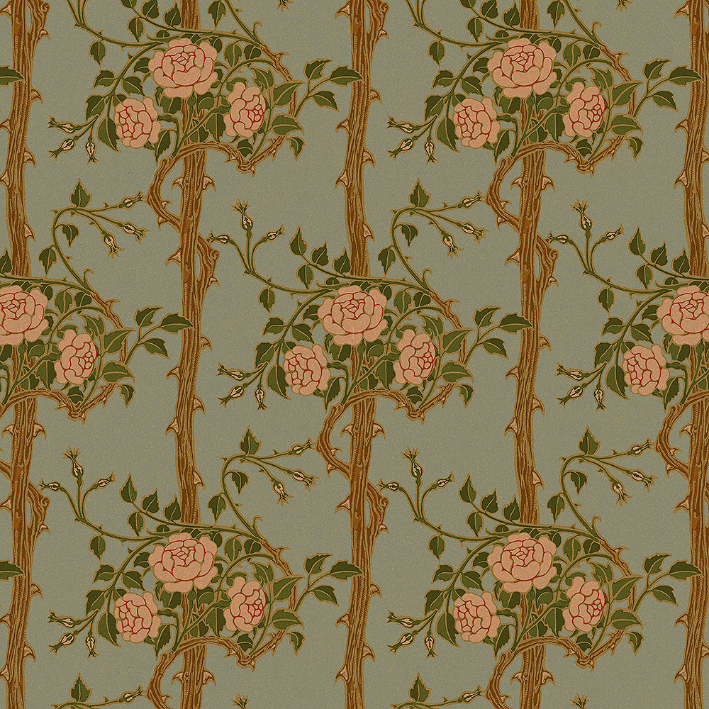 Bradbury Craftsman Style Design Wild Rose Wallpaper by Walter Crane