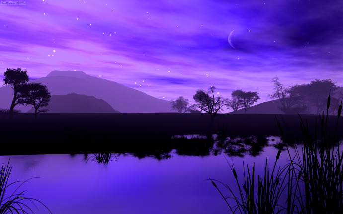 Purple Lake Widescreen Digital Landscape Desktop Wallpaper
