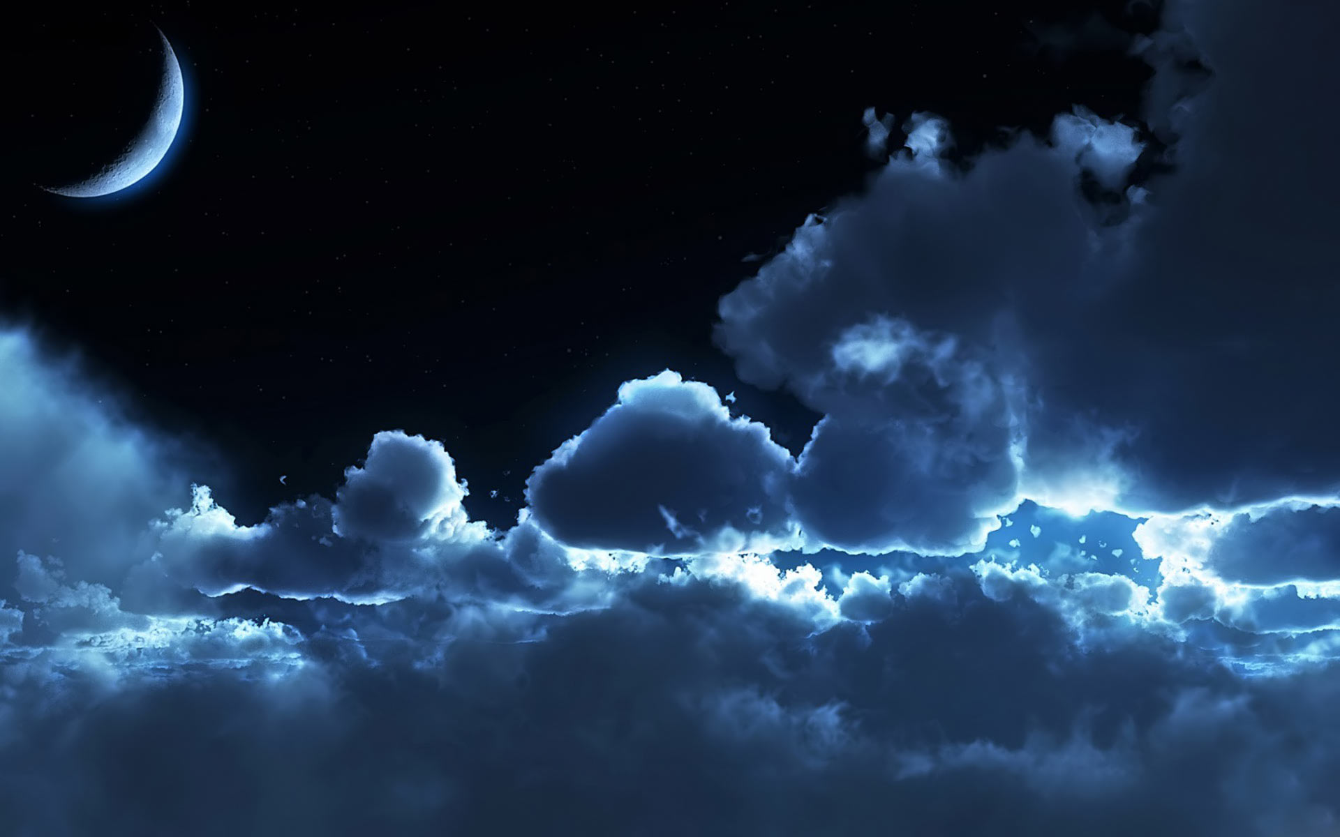 Dark Moon Cloudy Sky Wallpaper HD Background